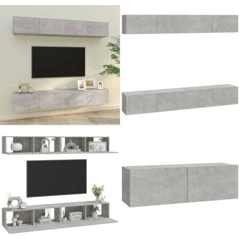 Meubles TV muraux 4 pcs Gris béton 100x30x30 cm armoire tv murale