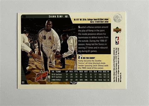 Shawn Kemp Seattle Supersonics Upper Deck Collector S Choice