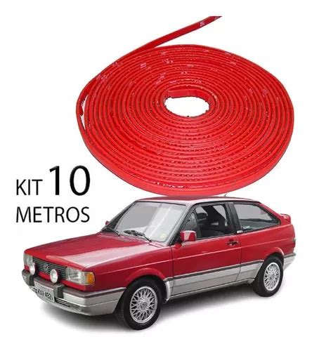 Friso Filete Vermelho Colar Parachoque Gol G1 Kit 10 Metros