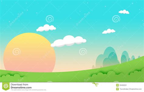 Cartoon Sky Stock Illustration Illustration Of Sunset 33492251