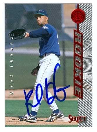 Raul Ibanez Autographed Baseball Card Seattle Mariners 1997 Select