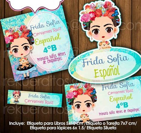 Kit Imprimible Etiquetas Escolares Frida Ni A Tierna En