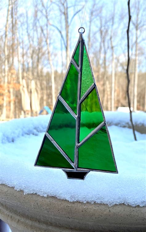 Evergreen Tree Stained Glass Suncatcher Etsy