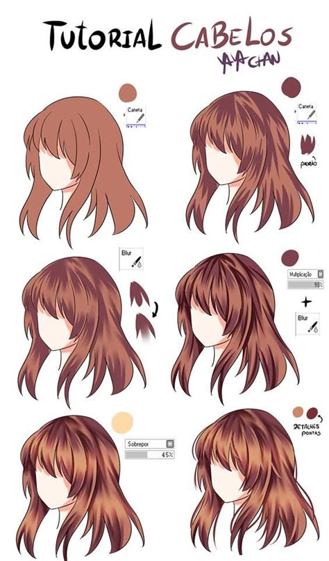 Pin De Shiina Em Desenhos Tutoriais De Pintura Digital Cor Do Cabelo