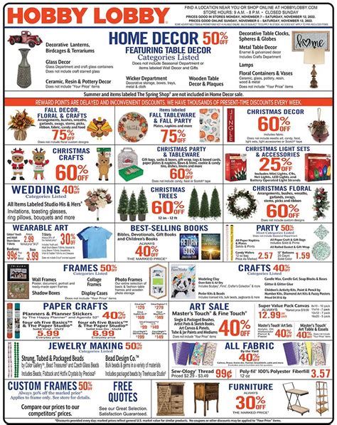 Hobby Lobby Ad Circular 11 06 11 14 2022 Yulak