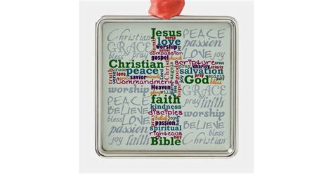 Christian Religious Word Art Cross Metal Ornament | Zazzle