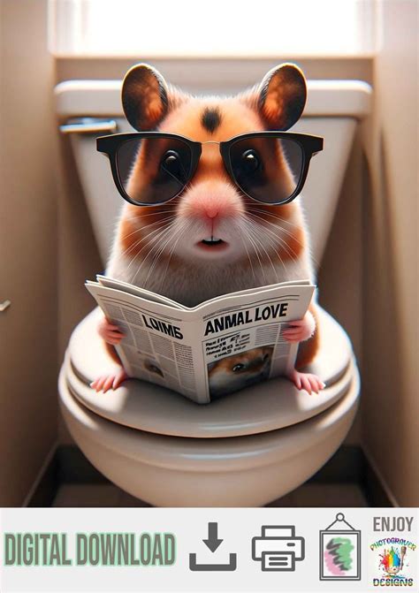 Lustiger Hamster Auf Toilette Mit Zeitung Mobil Lustige Tierposter WC