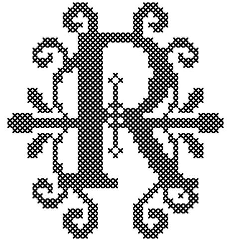 Modern Monogram Cross Stitch Pdf Pattern Ornate Letter R For Immediate