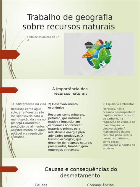 Que Relação O Trabalho Humano Possui Com Os Recursos Naturais - Trabalho de geografia sobre recursos naturais | PDF | Desmatamento | Água