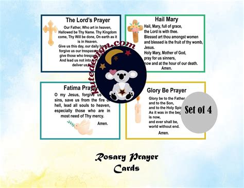 Catholic Prayer Cards, Rosary Prayers for Children, Kid Prayer Cards ...