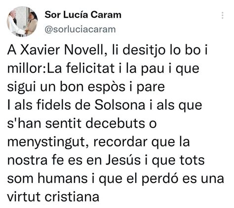 Sor Lucía Caram se pronuncia sobre la boda de Xavier Novell y Silvia