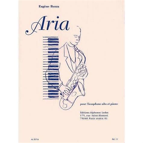 Eugene Bozza Aria For Alto Saxophone And Piano Reverb