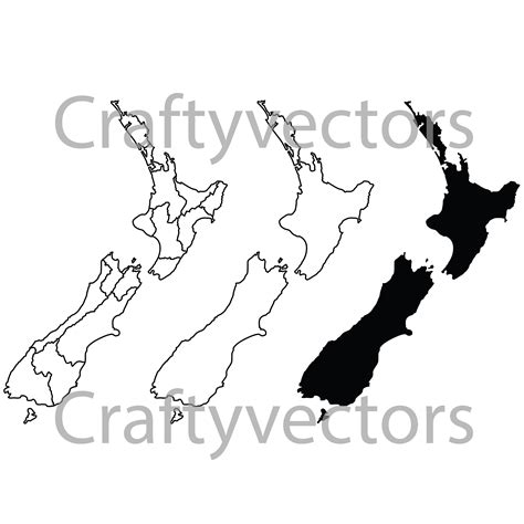 New Zealand Map Vector File Svg Etsy