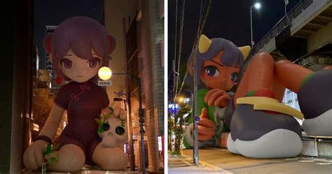 21 Giant Inflatable Female Anime Characters Digitally Placed In The