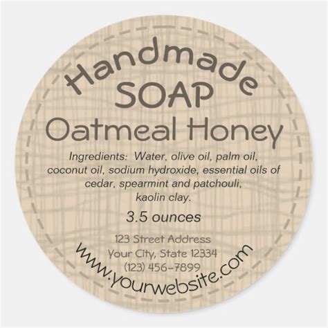 Handmade Soap Label Round Sticker Country Rustic Uk