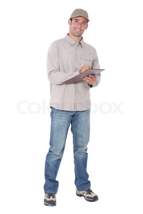 Delivery Man With A Clipboard Stock Image Colourbox