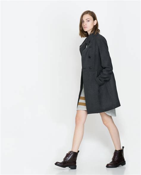 Zara Basic Wool Coat In Gray Lyst