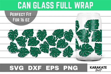 Monstera 16 Oz Can Glass Wrap Svg Graphic By Karakate · Creative Fabrica