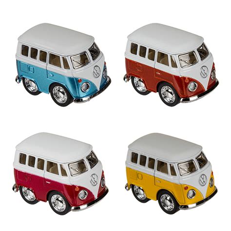 Volkswagen Campervan Little Van Diecast Toy Model Pull Back And Watch