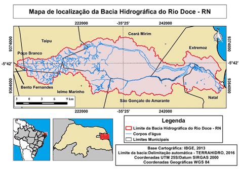 Mapa de localização da Bacia Hidrográfica do Rio Doce RN Download