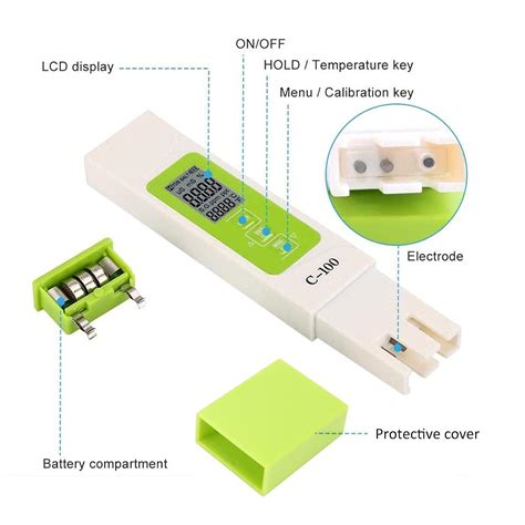 C100 Medidor digital de pureza TDS 5 en 1 bolígrafo de prueba de