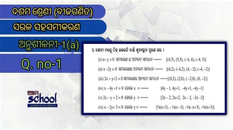 Q No Anusiloni A Sarala Saha Samikarana Algebra Odia Medium