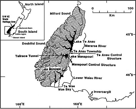 Map of Fiordland in southwestern South Island, showing the National... | Download Scientific Diagram