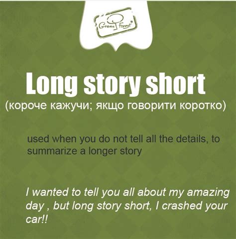 Long Story Short English Idioms English Vocabulary Idioms