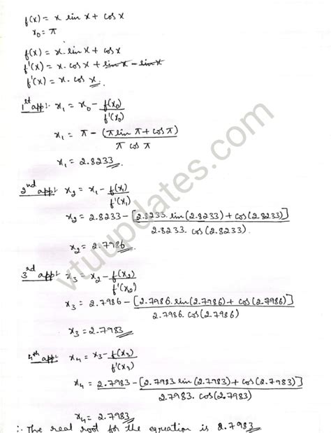 By Newtons Raphson Method Find The Root Of 𝑥 Sin 𝑥 Cos 𝑥 0 Which