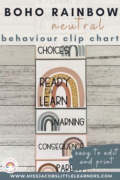 Modern Boho Rainbow Editable Clip Chart Editable Neutral Rainbow Dec