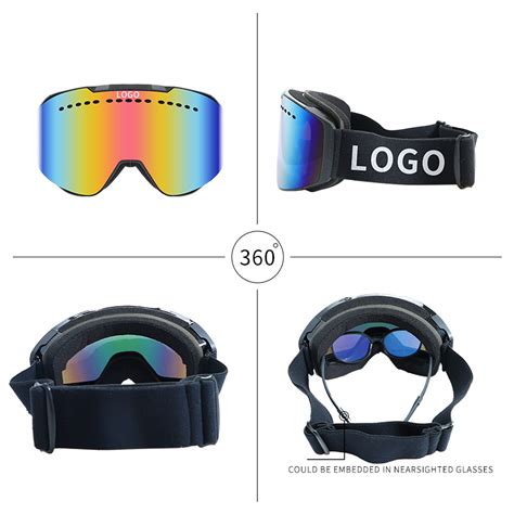 Oem Logo Polarized Ski Goggles Double Layer Anti Fog Magnetic Ski