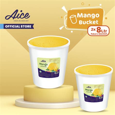 Promo AICE Mango Bucket Mangga Ice Cream 8L 1 Karton 2 Pcs Eskrim