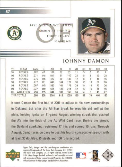 2002 Upper Deck 67 Johnny Damon Nm Mt