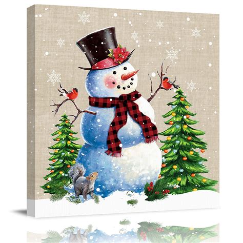 Amazon.com: Framed Canvas Wall Art, Merry Christmas Winter Vintage ...