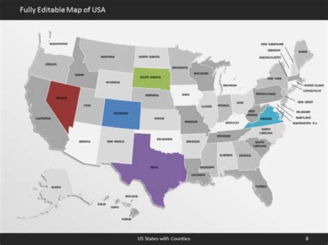 Editable Us Map With States Ppt