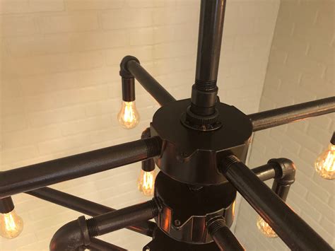 Large 42 Wide Black Iron Pipe 19 Light Chandelier W Etsy