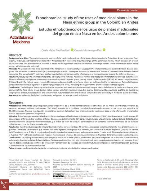 PDF An Estudio etnobotánico de los usos de plantas medicinales del