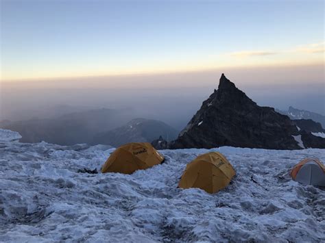 Successful Mount Rainier summit in the Cascade range of Washington