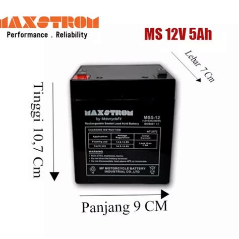 Jual Aki Baterai Battery V Ah Maxstrom Vrla Accu Kering Jakarta