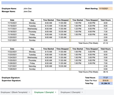 Free Excel Timesheet Template For Multiple Employees Bogiolo