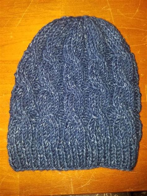 Cable Knit Slouchy Beanie In Denim Blue Etsy Slouchy Beanie Beanie Cable Knit