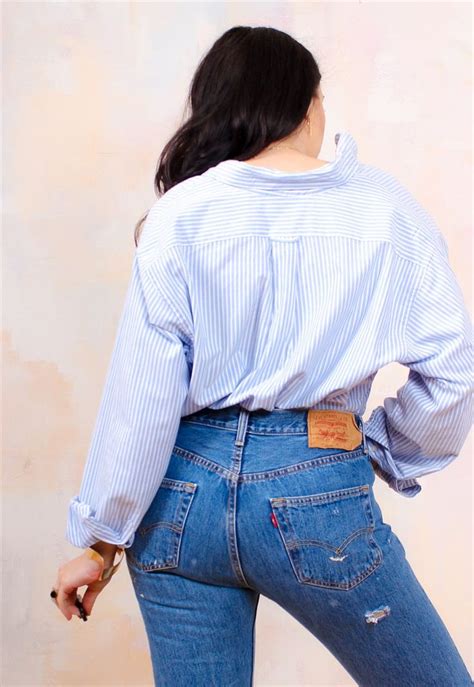 Oxfordshirt Fashion Mom Jeans Oxford Shirt