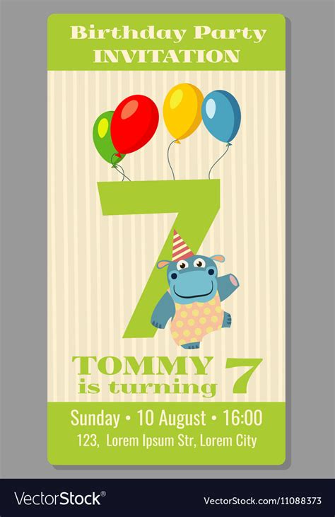 Kids birthday party invitation card Royalty Free Vector