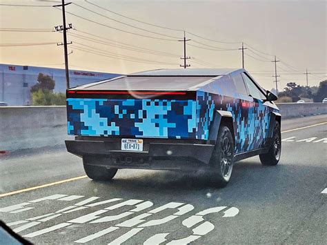 Cybertruck spotted with a blue-pixel pattern wrap, Tesla might just ...