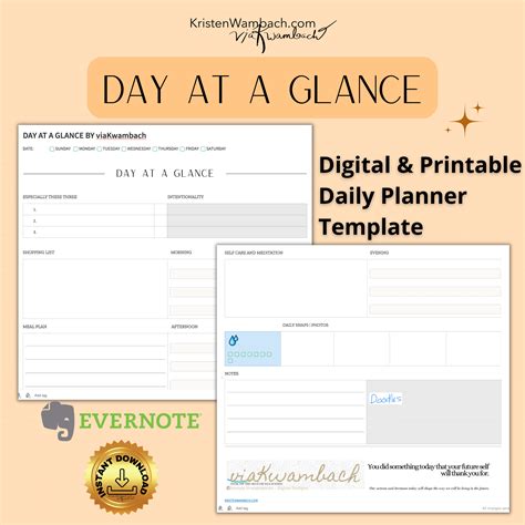 Day At A Glance Planner Evernote Template