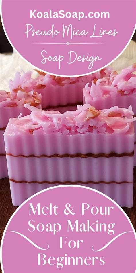 Soap Bars With Pink Flowers On Them And The Words Melt Pour Soap