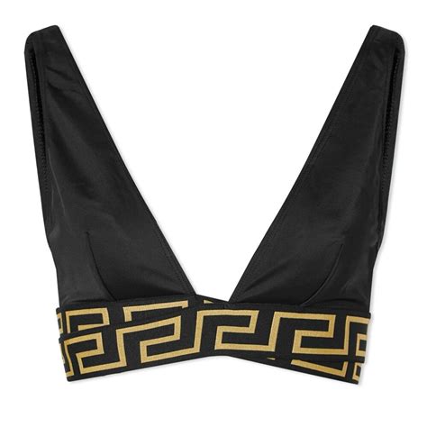 Versace Women S Greca Bikini Top In Black Versace