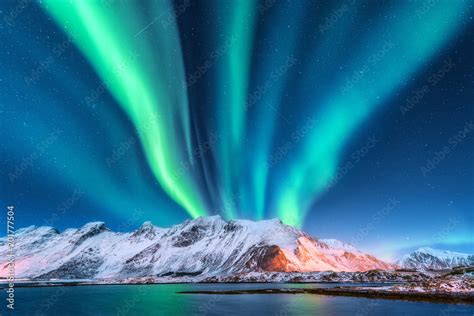 Aurora Borealis Lofoten Islands Norway Aurora Green Northern Lights