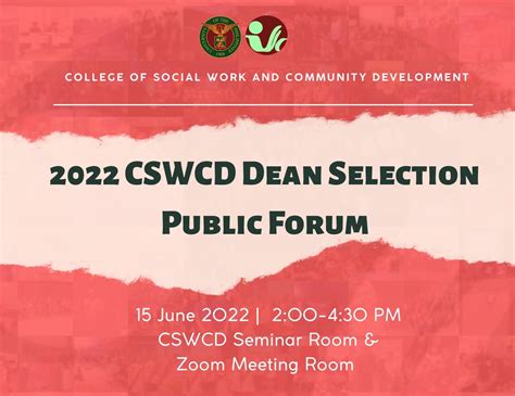 Cswcd Dean Selection Public Forum Up Diliman College Of Social