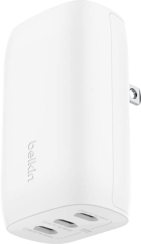 Belkin 3 Port USB C Wall Charger With PPS 67W White WCC002dqWH Best Buy